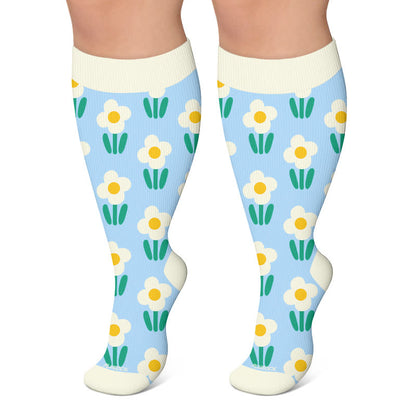 Plus Size Daisy Frog Compression Socks - Blue - 4XL - image 4