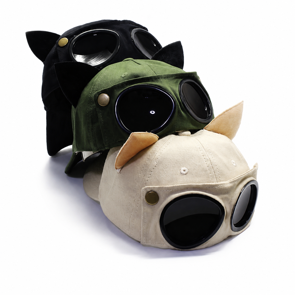 Goggle Accent Cat Ear Hat - image 0