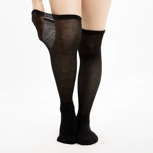 Non-Binding Diabetic Thigh High Socks - Black - EU37-42(US4-8.5) - image 0