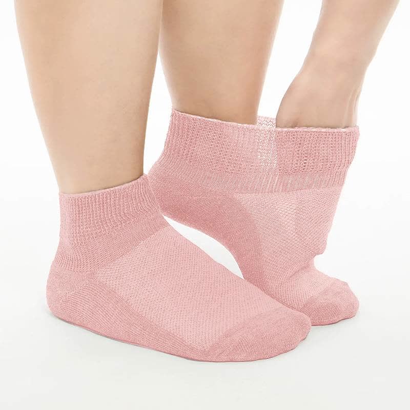 Breathable Cushioned Non-Binding Diabetic Ankle Socks(5 Pairs) - Pink - EU40-44(US7-10) - image 3
