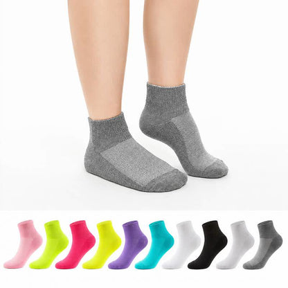 Breathable Cushioned Non-Binding Diabetic Ankle Socks(5 Pairs) - Rose+Dark Gray+Purple+Fluorescent Green+Arctic Green - EU40-44(US7-10) - image 0