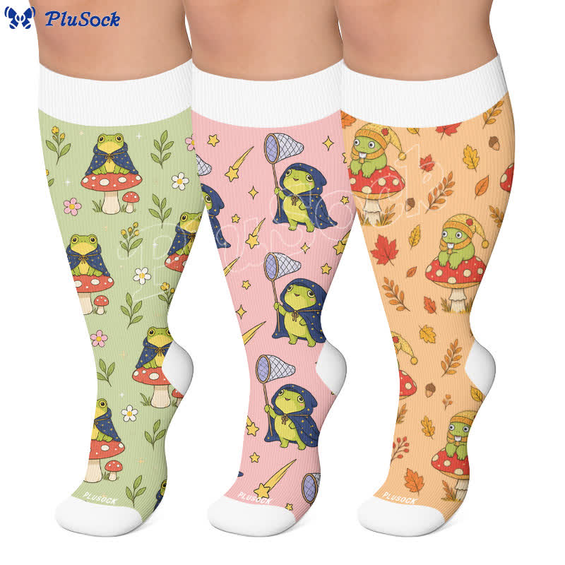 Plus Size Seasonal Frog Garden Compression Socks - image 0