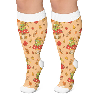 Plus Size Seasonal Frog Garden Compression Socks - Orange - 4XL - image 5