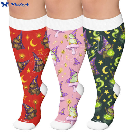 Plus Size Witchy Frog Compression Socks - image 0