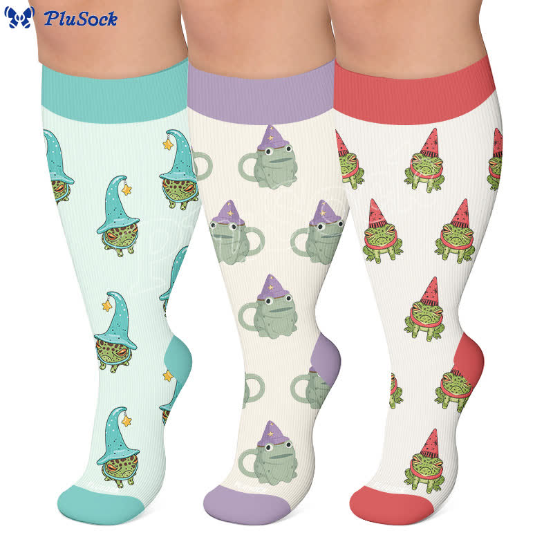 Plus Size Frog Wizard Compression Socks - image 0