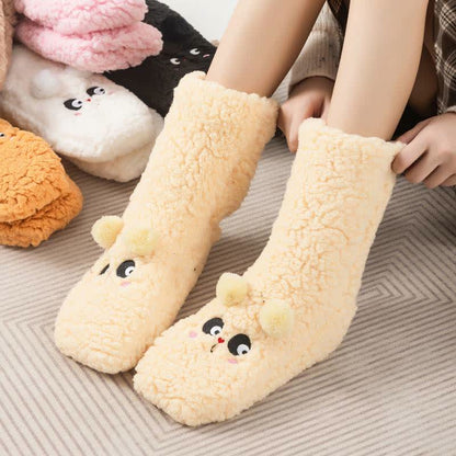 Cozy Bear Fleece Slipper Socks - Yellow - EU35-40(US2-7) - image 3