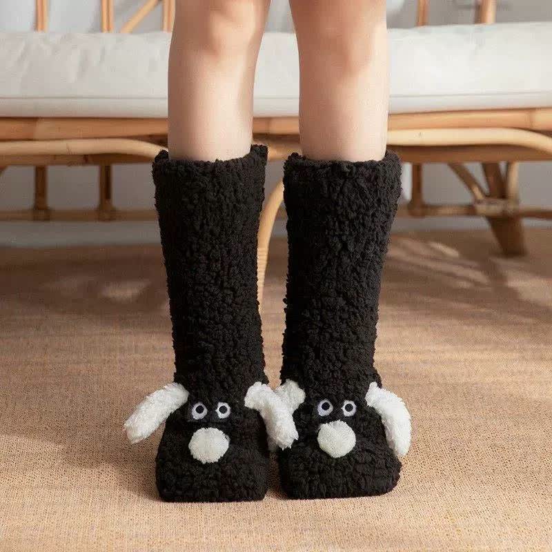 Cozy Puppy Sherpa Home Slipper Socks(2 Pairs) - Black - EU36-43(US3-9) - image 4