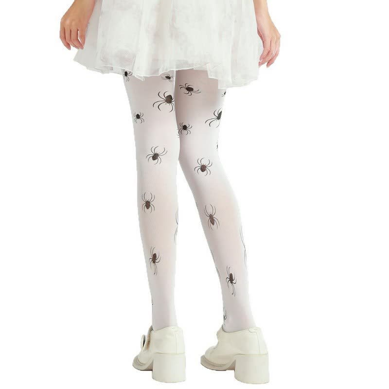 Halloween Spider Print Pantyhose - White - One Size - image 2