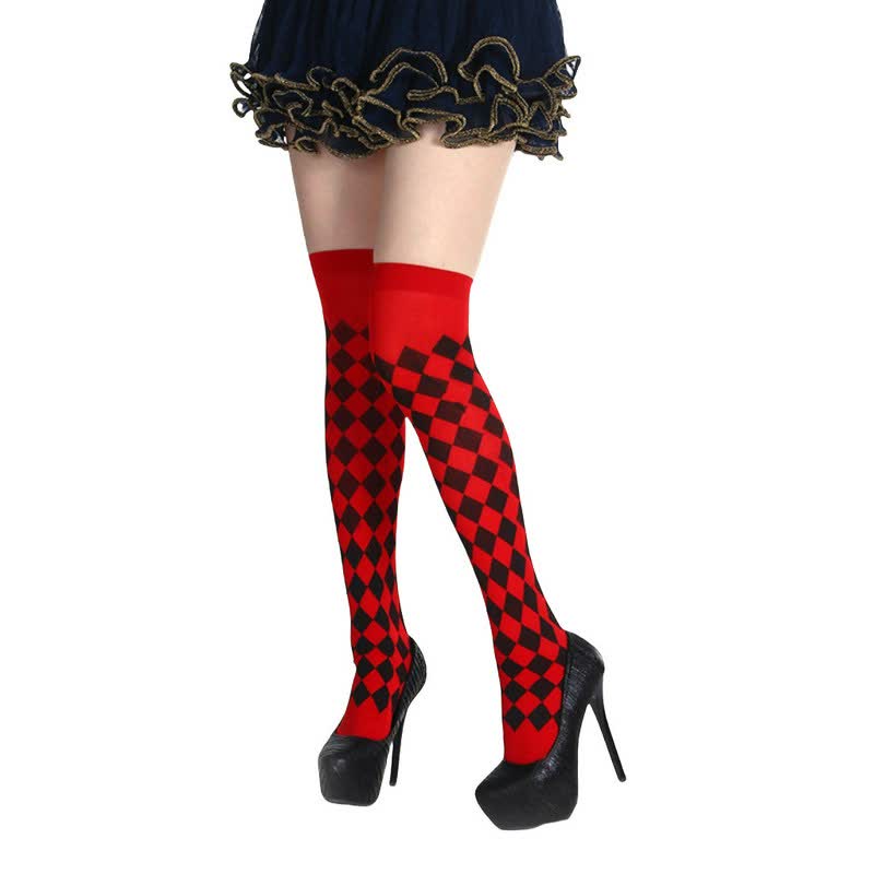 Halloween Poker Print Thigh High Socks (3 Pairs) - G - One Size - image 6
