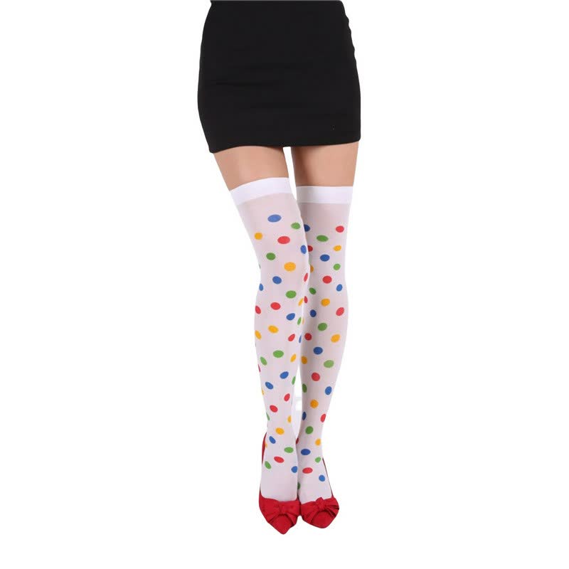 Haloween Sheer Polka Dot Thigh High Socks (3 Pairs) - F - One Size - image 5