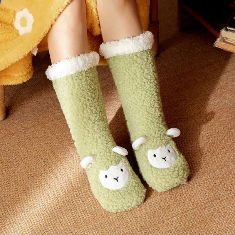 Cozy Sheep Sherpa Slipper Socks - Green - EU35-42(US2-8) - image 3