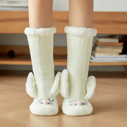 Bunny Fleece Lined Cozy Home Slipper Socks - White - EU35-42(US2-8) - image 1