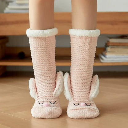 Bunny Fleece Lined Cozy Home Slipper Socks - Light Pink - EU35-42(US2-8) - image 2