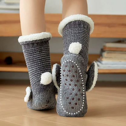 Bunny Fleece Lined Cozy Home Slipper Socks - image 5