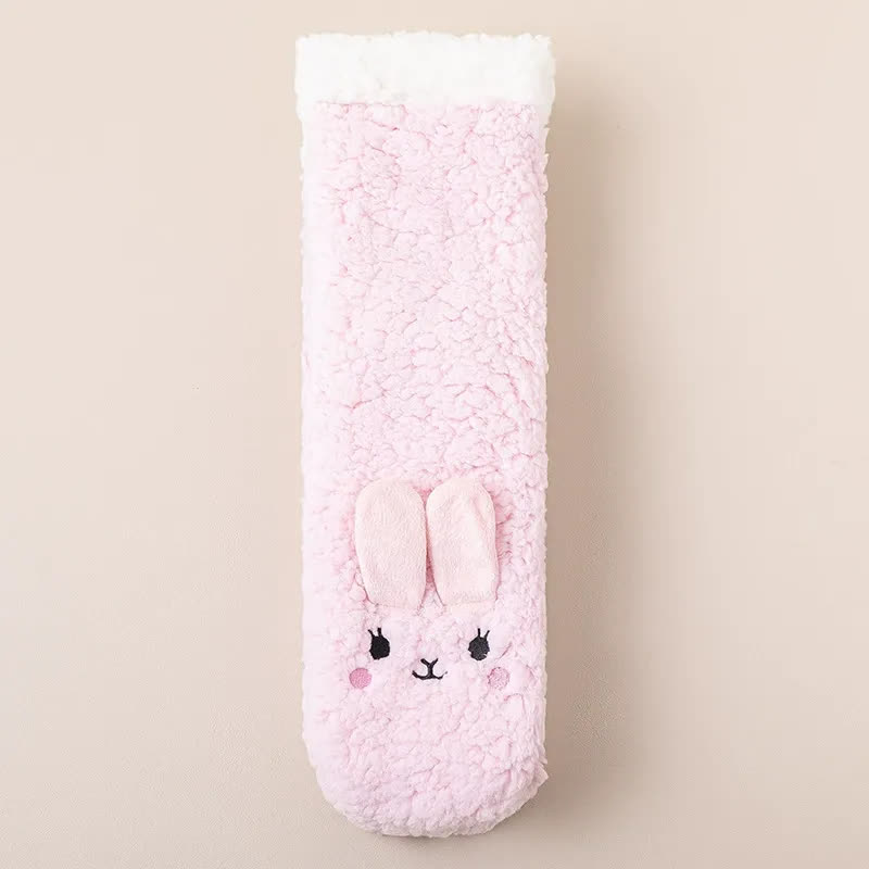 Cozy Cat Face Plush Home Slipper Socks - Light Pink - EU36-39(US3-5) - image 2