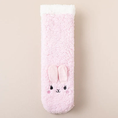 Cozy Cat Face Plush Home Slipper Socks - Light Pink - EU36-39(US3-5) - image 2