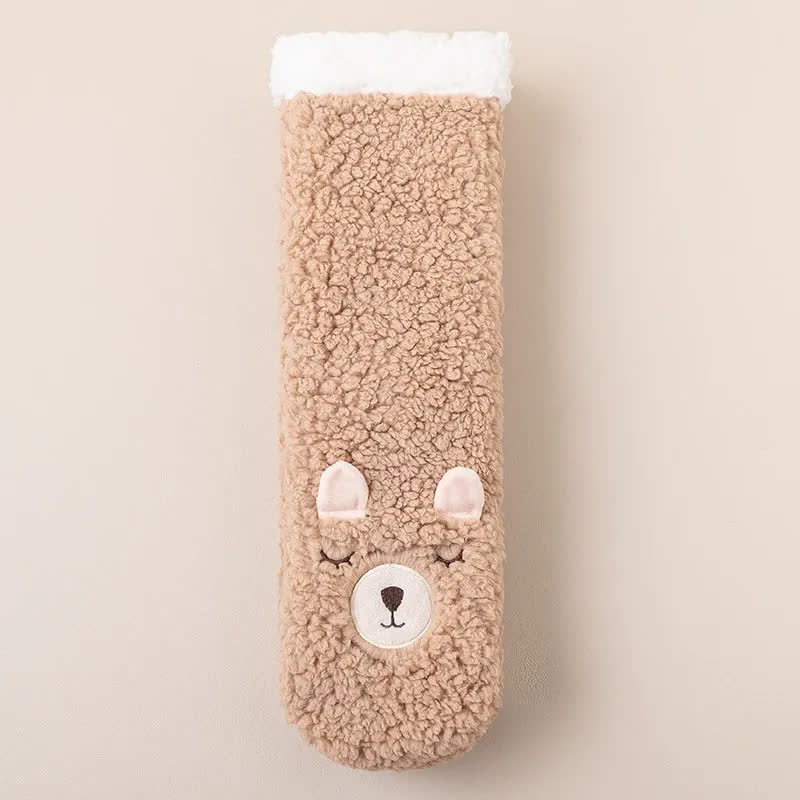 Cozy Cat Face Plush Home Slipper Socks - Coffee - EU36-39(US3-5) - image 5