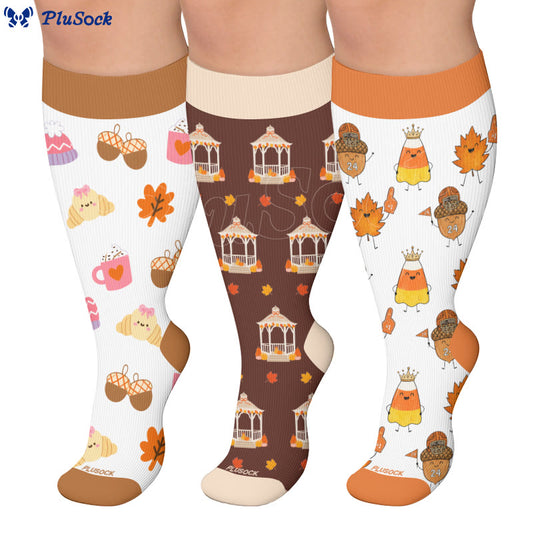 Plus Size Autumn Whimsy Compression Socks - image 0