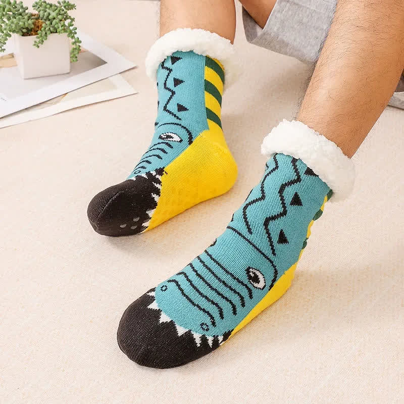 Cozy Animal Fleece Lined Knit Slipper Socks - Green - EU37-44(US4-10) - image 0