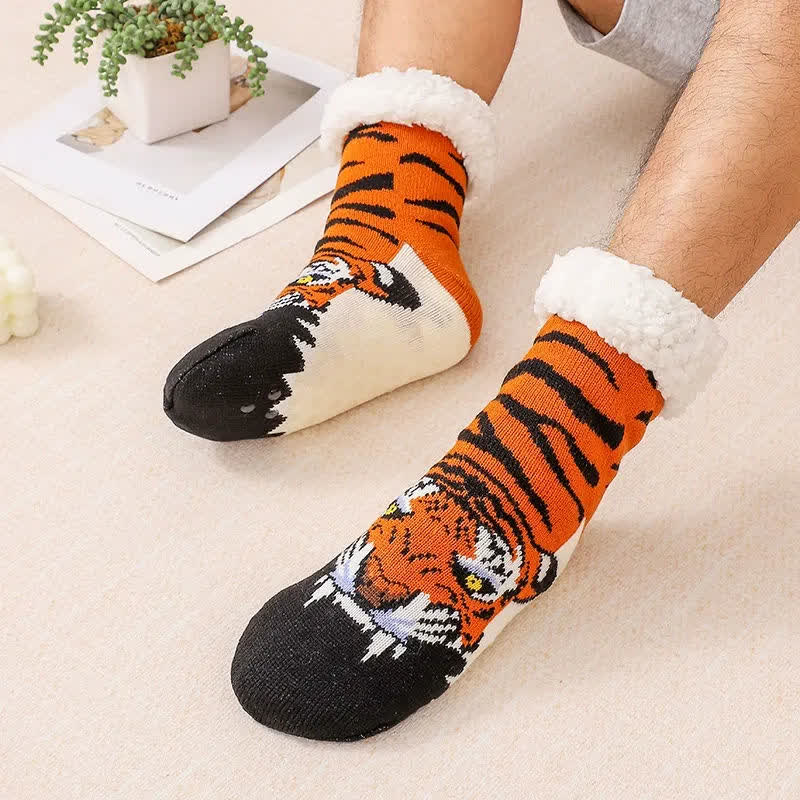 Cozy Animal Fleece Lined Knit Slipper Socks - Orange - EU37-44(US4-10) - image 4