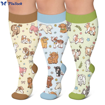 Plus Size Floral Animal Compression Socks - image 0