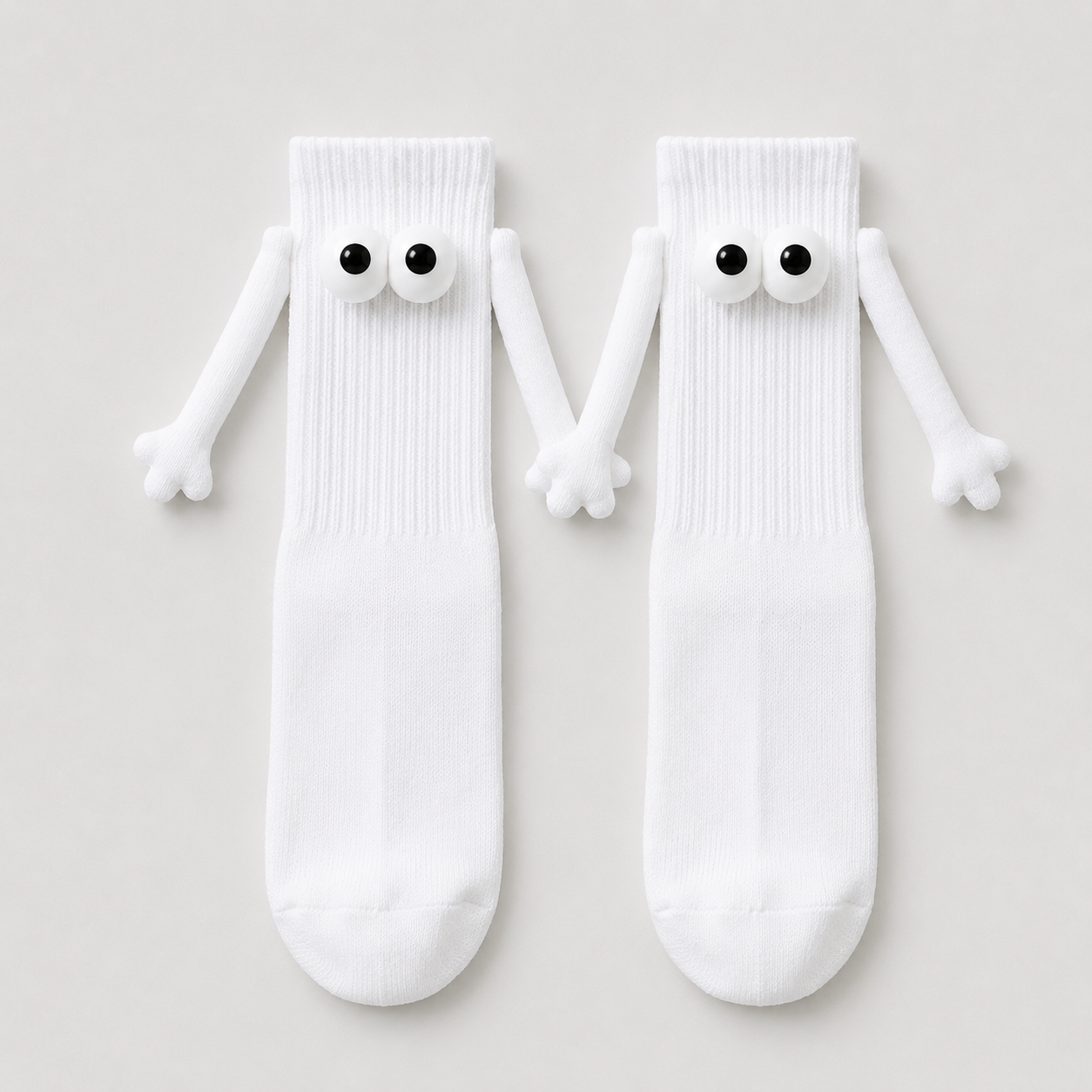 Playful 3D Eye Magnetic Hand Holding Quarter Socks(2 Pairs) - White - EU36-42(US3-8.5) - image 7