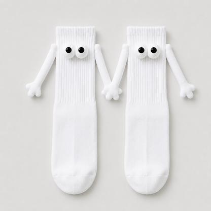 Playful 3D Eye Magnetic Hand Holding Quarter Socks(2 Pairs) - White - EU36-42(US3-8.5) - image 7
