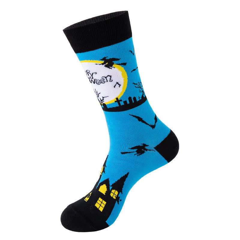 Halloween Moon Witch Crew Socks (4 Pairs) - A - EU36-43 (US3-9) - image 1