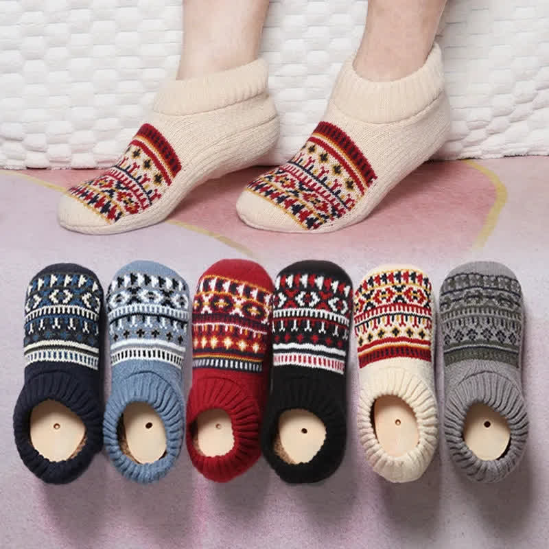 Nordic Knit Cozy Winter Home Slipper Socks - image 0