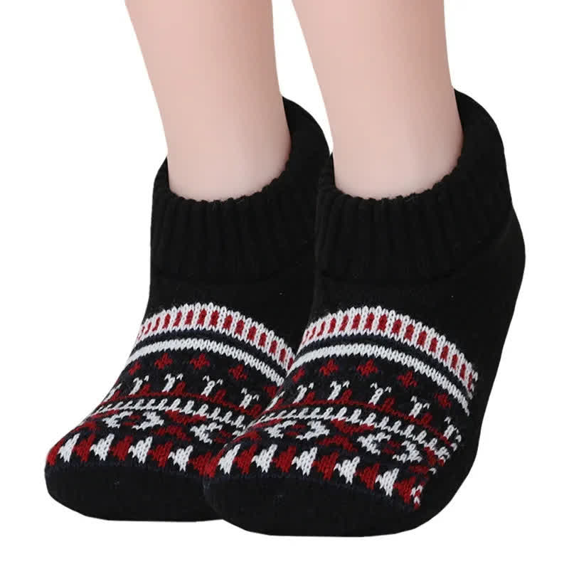 Nordic Knit Cozy Winter Home Slipper Socks - Black - XL - image 2