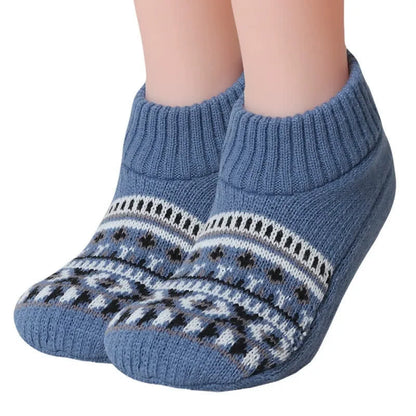 Nordic Knit Cozy Winter Home Slipper Socks - Blue - XL - image 6