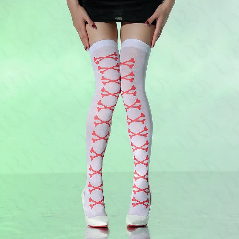 Halloween Sheer White Thigh High Socks (4 Pairs) - B - EU36-43 (US3-9) - image 2