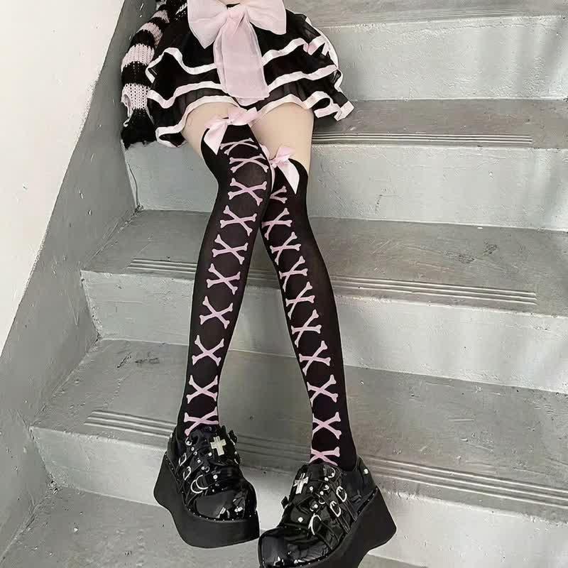 Halloween Fun Thigh High Socks (4 Pairs) - image 5
