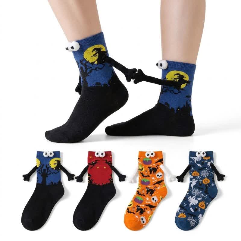 Spooky 3D Eye Halloween Quarter Socks (4 Pairs) - A+B+C+D - EU36-43 (US3-9) - image 0