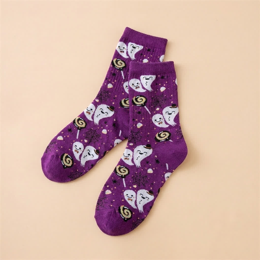 Halloween Print Quarter Socks (6 Pairs) - C - EU36-43 (US3-9) - image 3