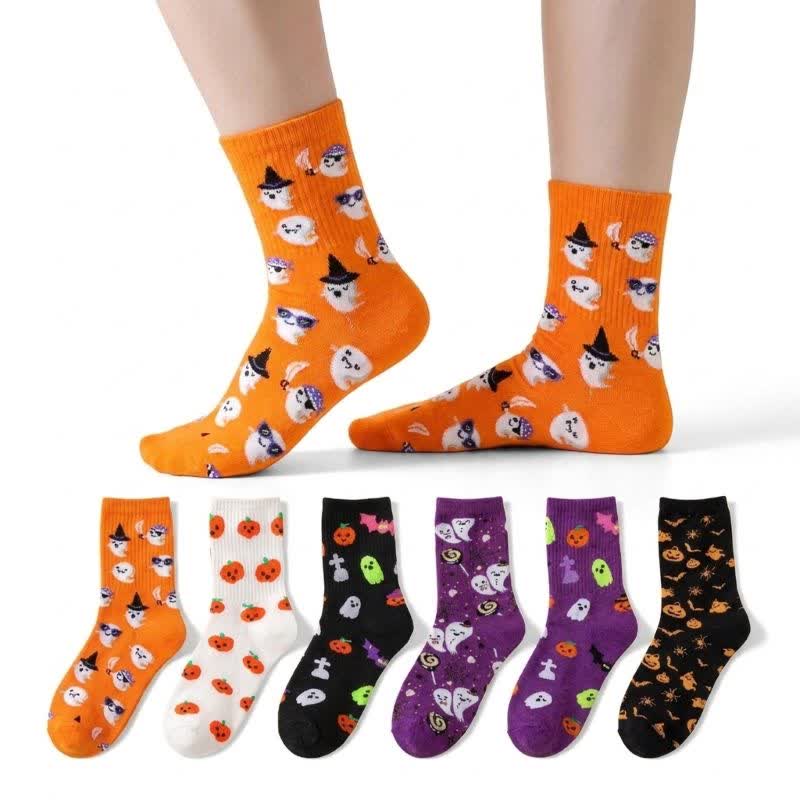 Halloween Print Quarter Socks (6 Pairs) - Multicolor - EU36-43 (US3-9) - image 0