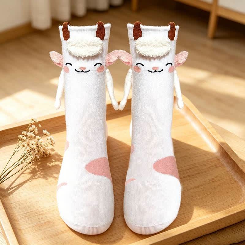 Cozy Hand Holding Animal Mid-Calf Socks(2 Pairs) - G - EU36-41(US3-8) - image 7