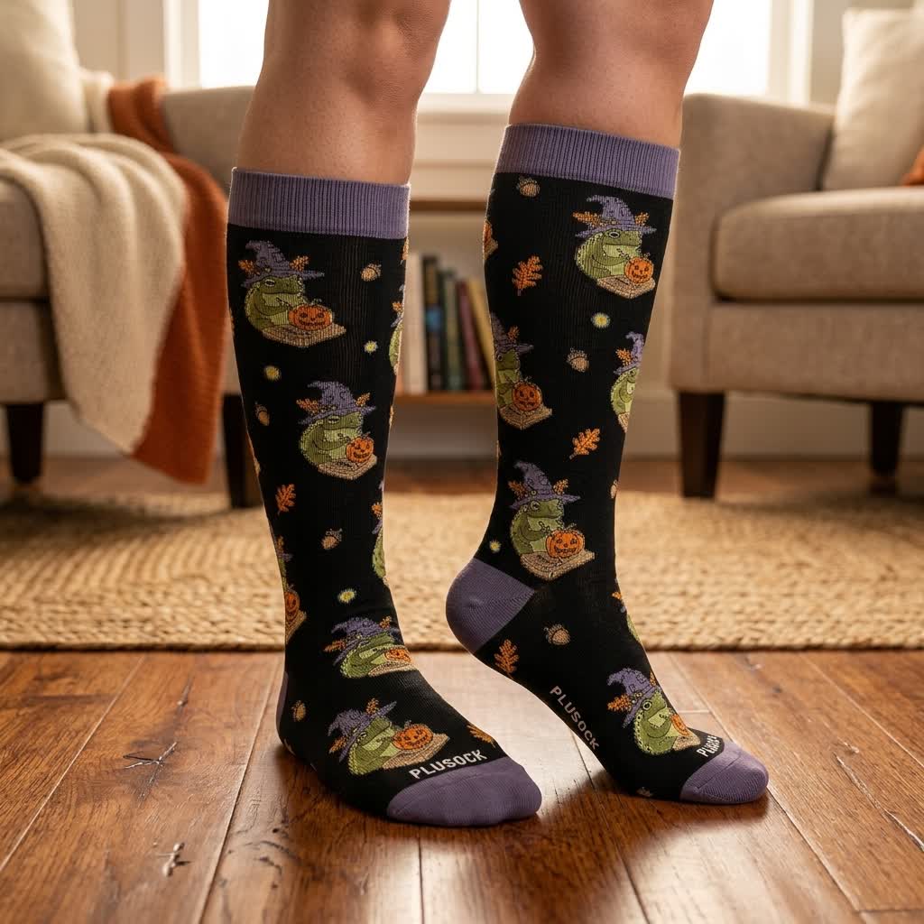 Plus Size Halloween Frog Compression Socks - image 3