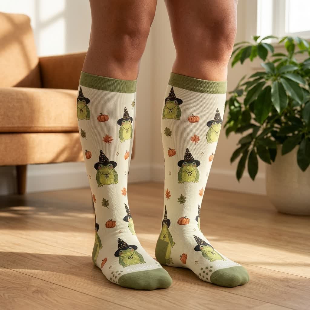 Plus Size Halloween Frog Compression Socks - image 2