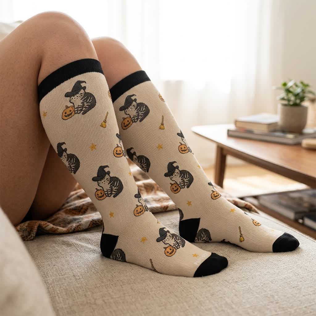 Plus Size Witch Cat Rabbit Compression Socks - image 1