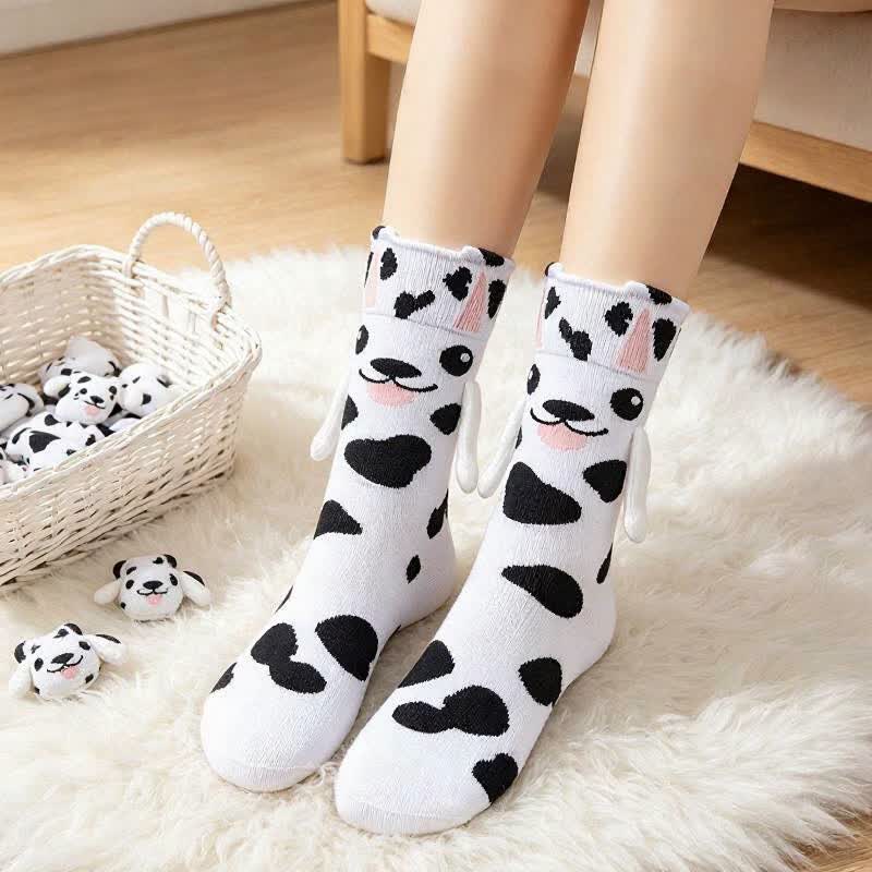 Cozy Hand Holding Animal Quarter Socks(2 Pairs) - A - EU36-41(US3-8) - image 1