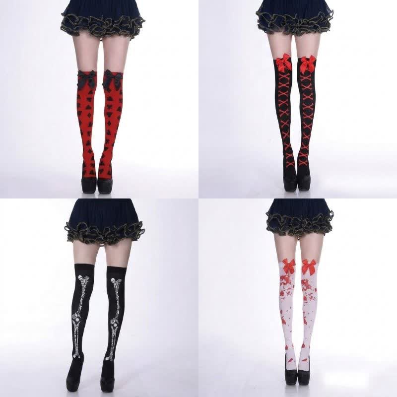 Halloween Bold Thigh High Socks (4 Pairs) - A+B+C+D - EU36-43 (US3-9) - image 0