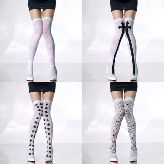 Halloween Sheer Thigh High Socks (4 Pairs) - A+B+C+D - EU36-43 (US3-9) - image 0