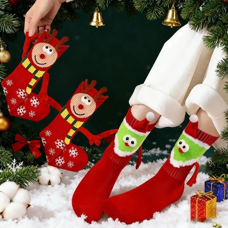 Festive Cartoon Face Polycotton Quarter Socks(4 Pairs) - Red - EU34-40(US1-7) - image 3