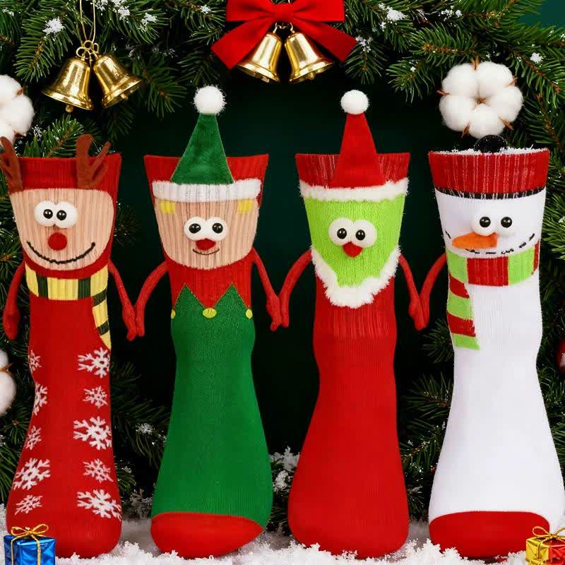 Festive Cartoon Face Polycotton Quarter Socks(4 Pairs) - Green - EU34-40(US1-7) - image 1