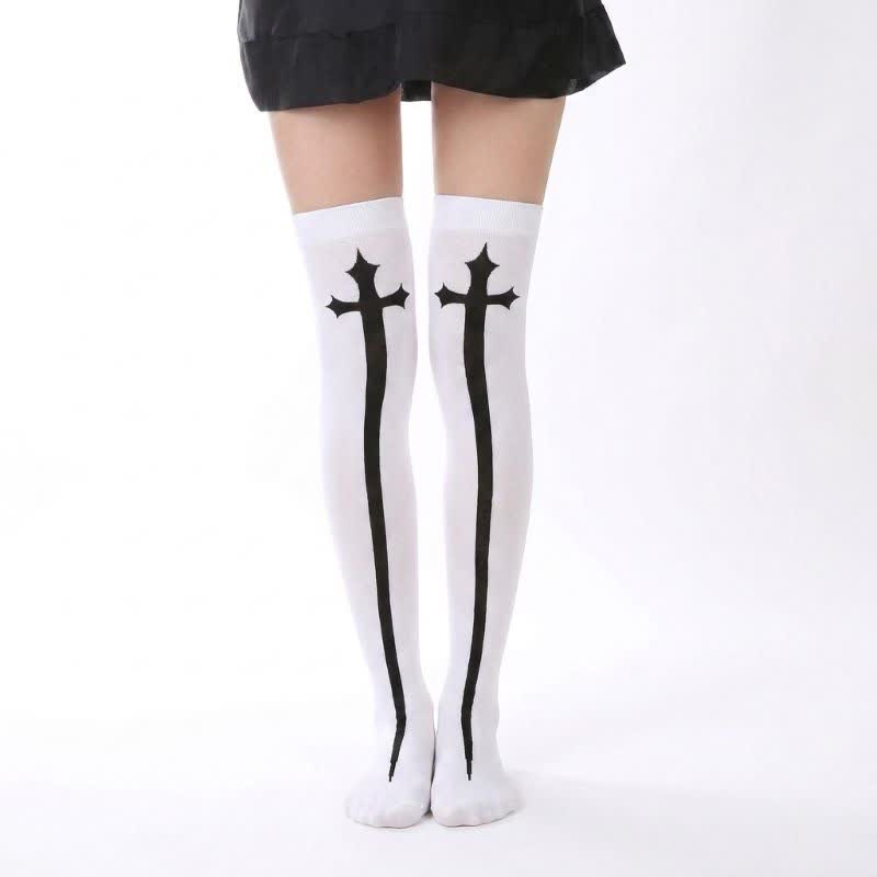 Halloween Skeleton Fun Over Knee Thigh Socks (3 Pairs) - A - EU36-43 (US3-9) - image 1