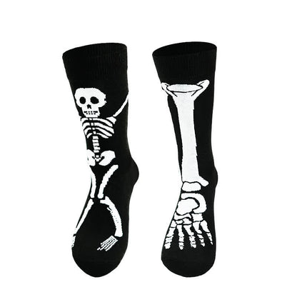 Halloween Skeleton Print Cotton Crew Socks (3 Pairs) - C - EU36-43 (US3-9) - image 2