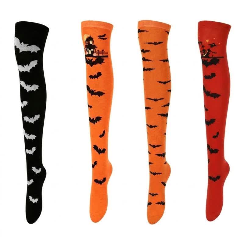Halloween Assorted Print Over Knee Thigh Socks (4 Pairs) - Multicolor - EU36-43 (US3-9) - image 4