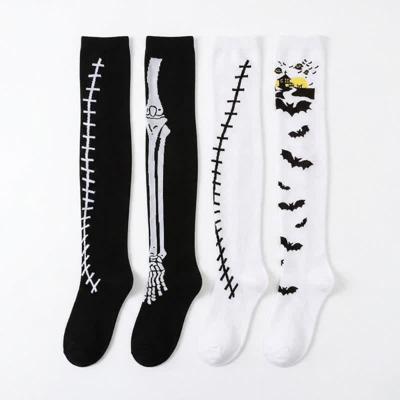 Halloween Party Over Knee Thigh Socks (4 Pairs) - Multicolor - EU36-43 (US3-9) - image 0