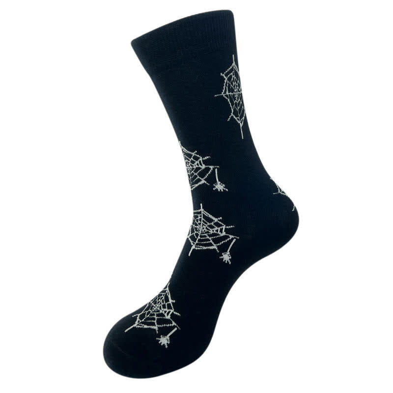 Halloween Spider Web Print Crew Socks (5 Pairs) - A - EU36-43 (US3-9) - image 1